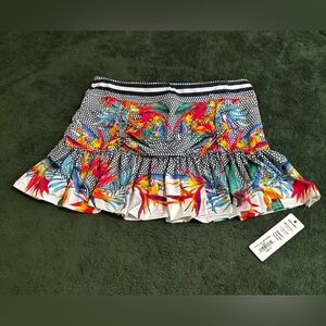 NWT M Lucky In Love Tennis Pickleball Skort Skirt Ruched Tropical RARE!!!